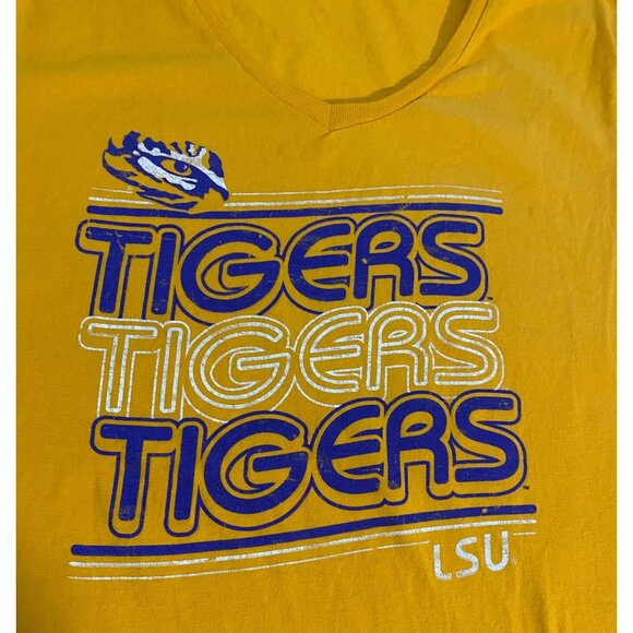 Russell Athletic Ladies LSU Tigers Gold V-Neck T-Shirt XL Short Sleeve College - Picture 10 of 10